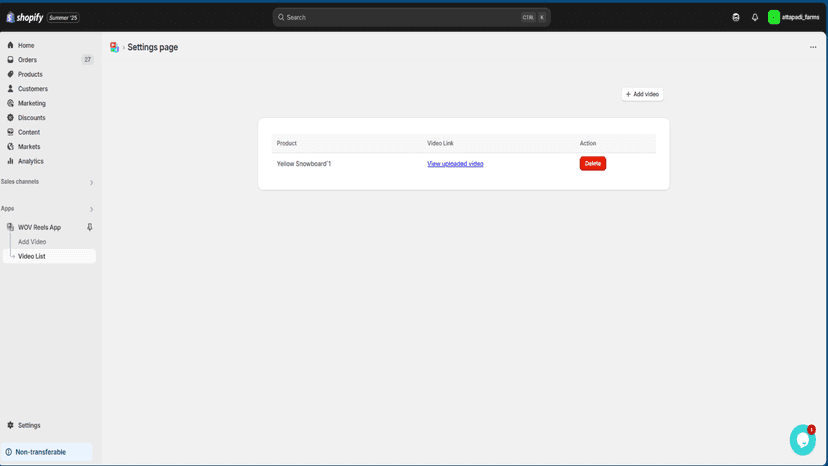 Video list page