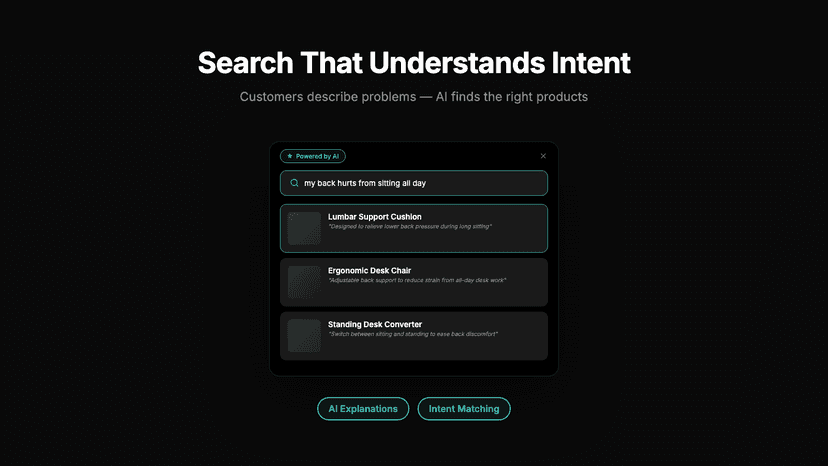 AI search finding products from a problem description