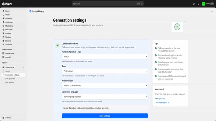 easy to edit generation settings