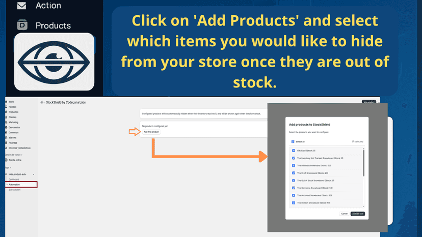 Add products to enable automatic hiding