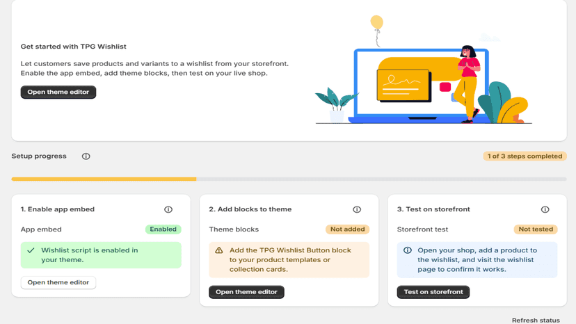 App admin page