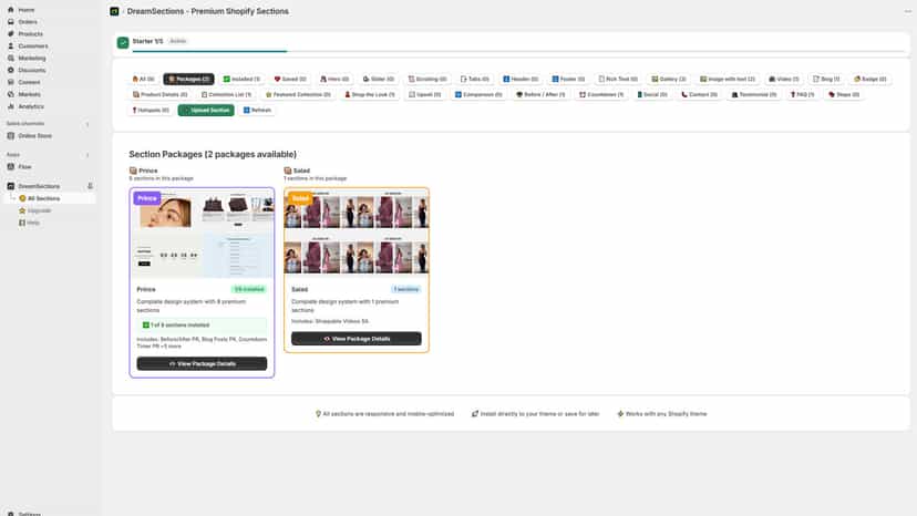 Design Packages for Multiple Sections