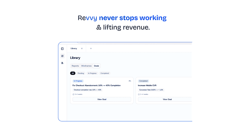 Revvy dashboard tracking goals that keep lifting revenue