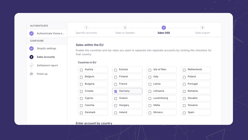 Optional configuration of sales for each country