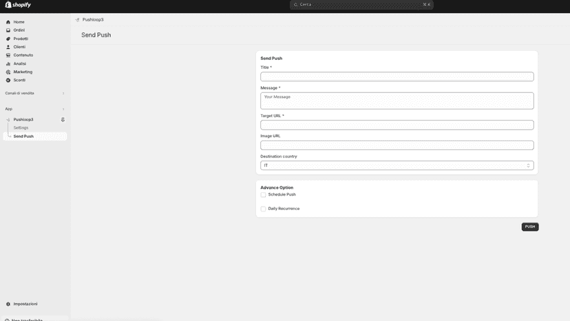 Send Push Dashboard
