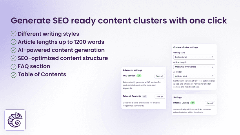 Generate seo ready content clusters with one click