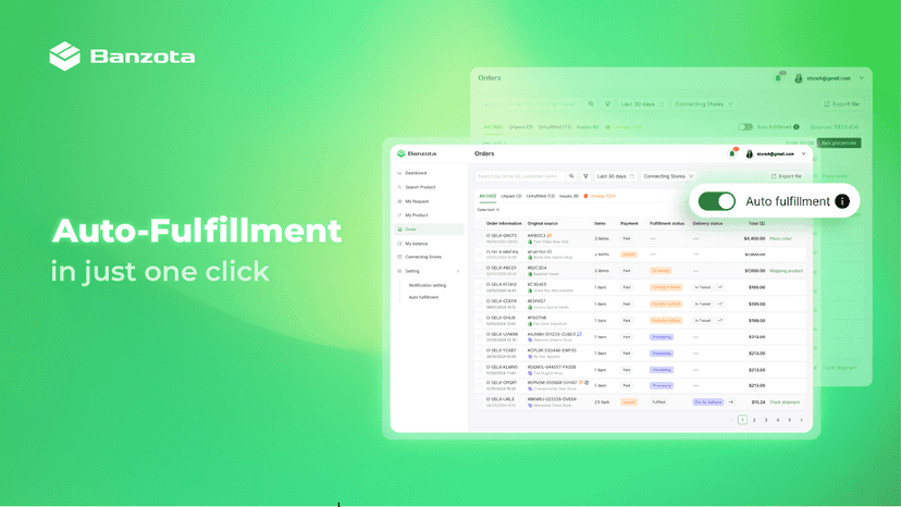 Banzota auto fulfillment