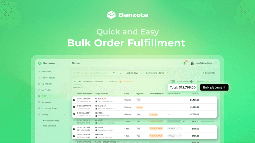 Banzota bulk order