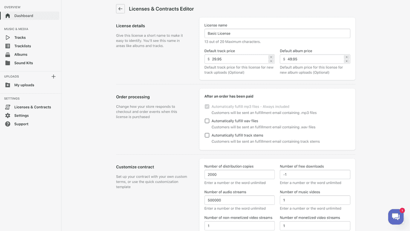 Create Licenses & Contracts