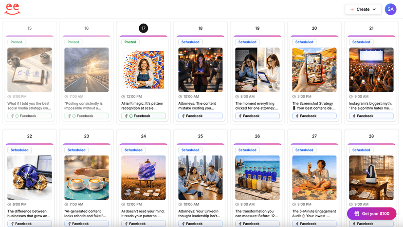 Image of the Spreadcheer calendar with posts every day.