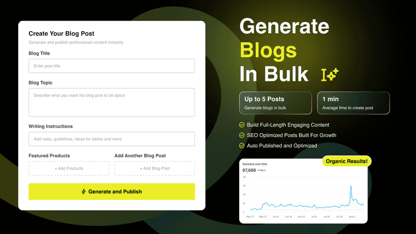 Generate blogs in bulk explainer with main app UI display