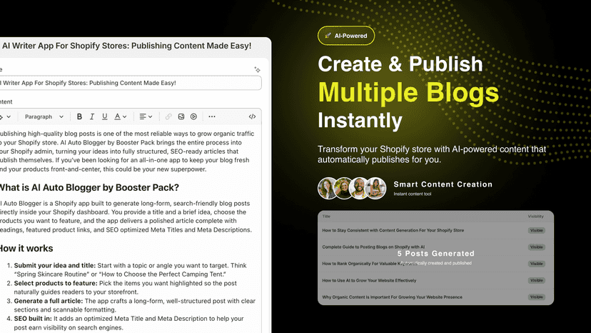 Showing final blog result published and a list of visible blogs