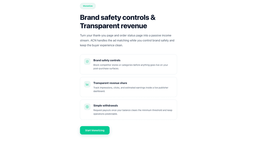 Brand safety controls & Transparent revenue.