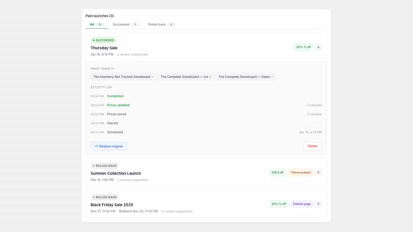 Schedule Launch Log