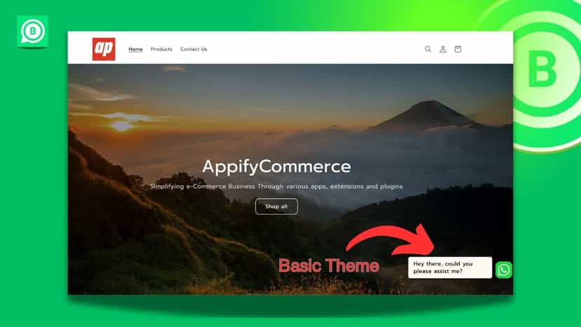 Basic WhatsApp Chat for Shopify store front side