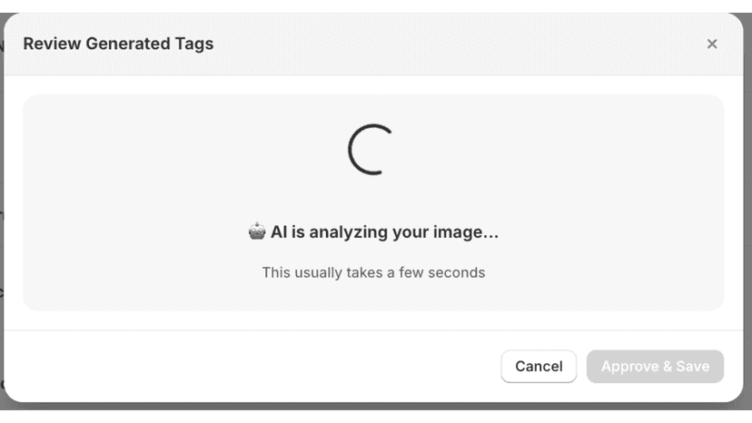 Processing screen showing AI analysis in progress for generating