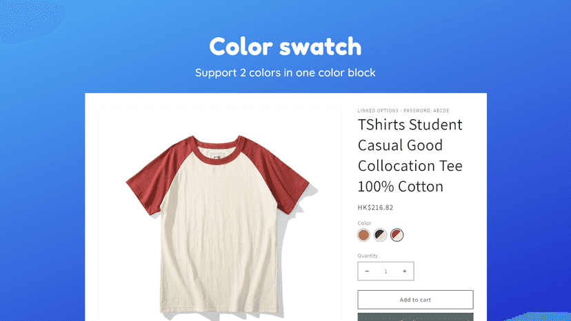 Linked options with color swatch