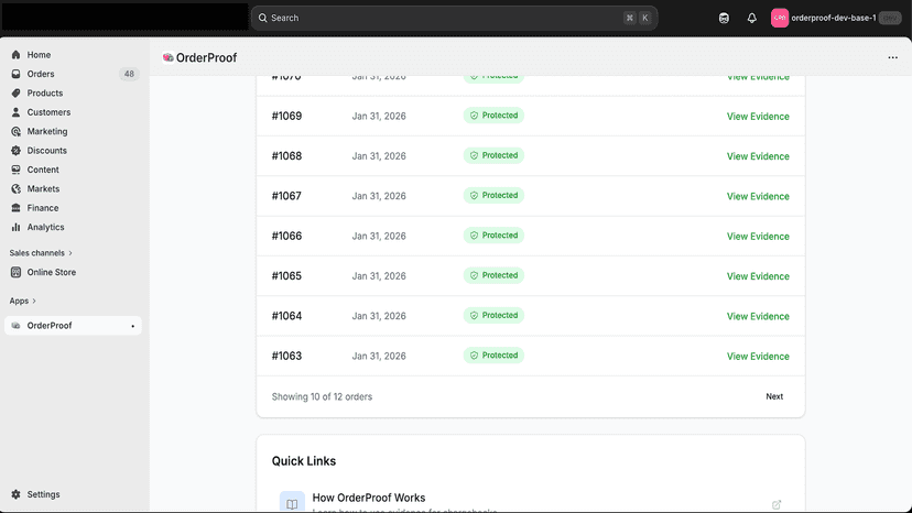 OrderProof protected orders