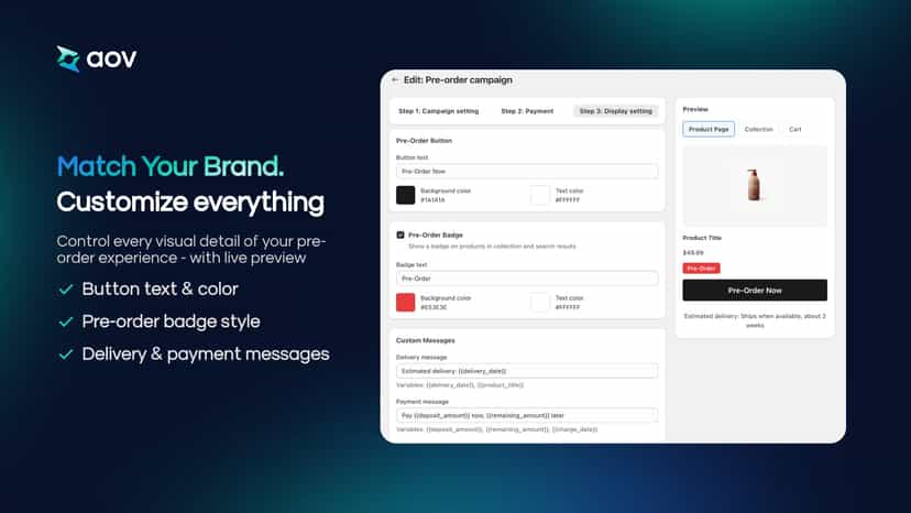 Storefront customization screen