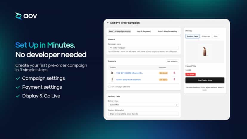 Pre-order campaign setup