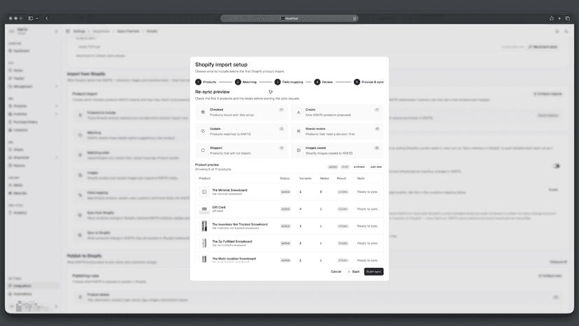 Shopify import