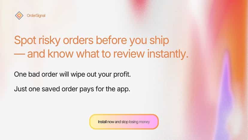 Overview screen introducing low-margin order alerts