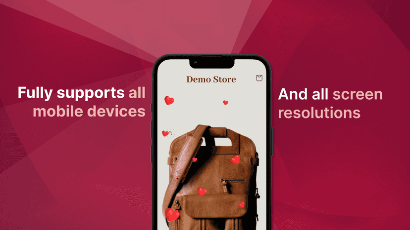 Mobile screenshot of the hearts Valentine's Day falling effect