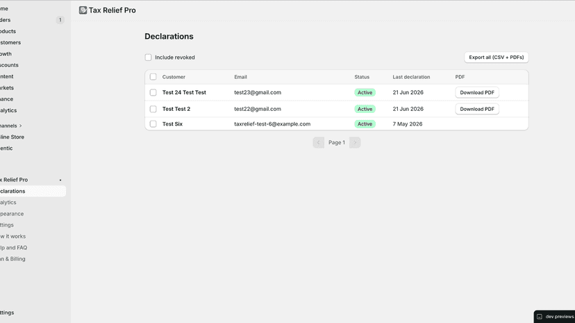 App settings for eligibility tag and declaration wording