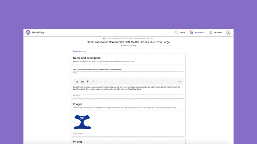 Edit Products Page