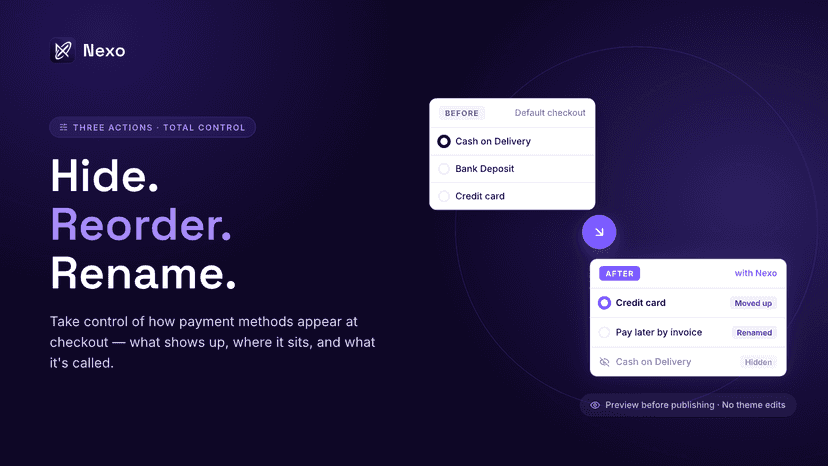 Nexo targeting: cart, customer, shipping, B2B rules