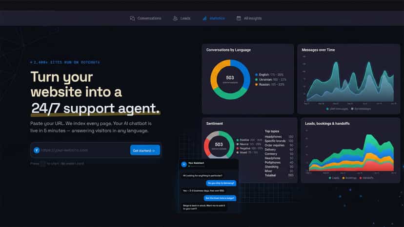 AI chatbot widget interface and dashboard for Shopify store supp