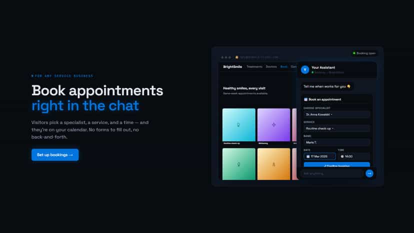 Booking appointments and scheduling directly right in the chat.