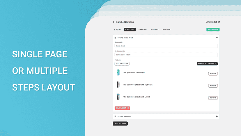 Single page and multiple steps layout