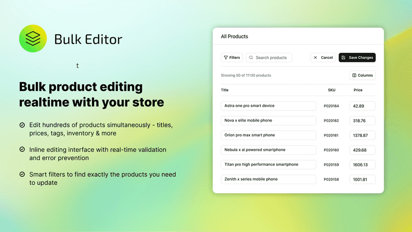 Shopify Bulk Editor