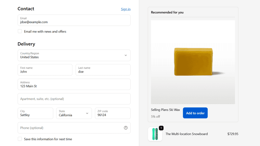 Native order bump widget displayed on the checkout page