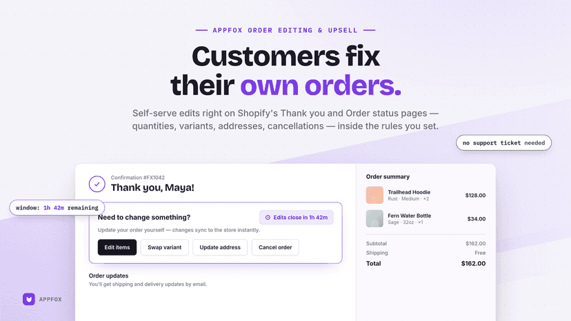 Customer order editing portal with countdown timer