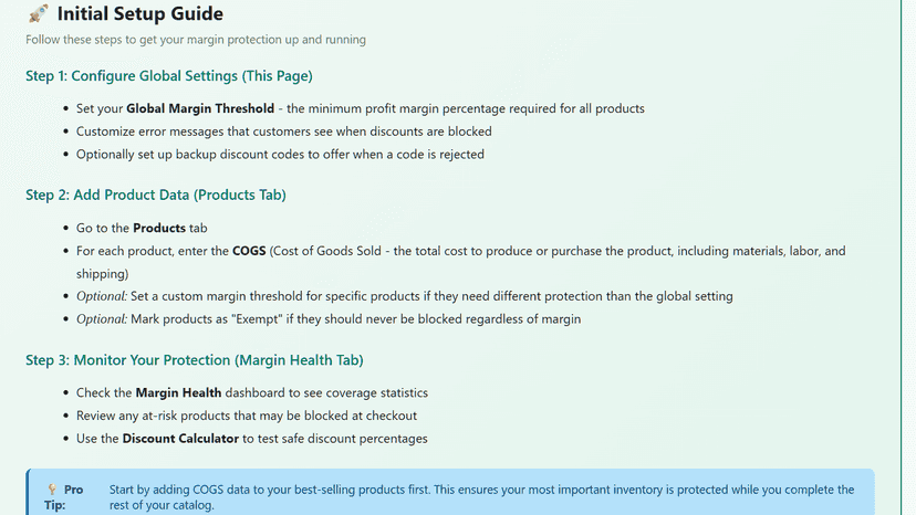 Initial Setup Page