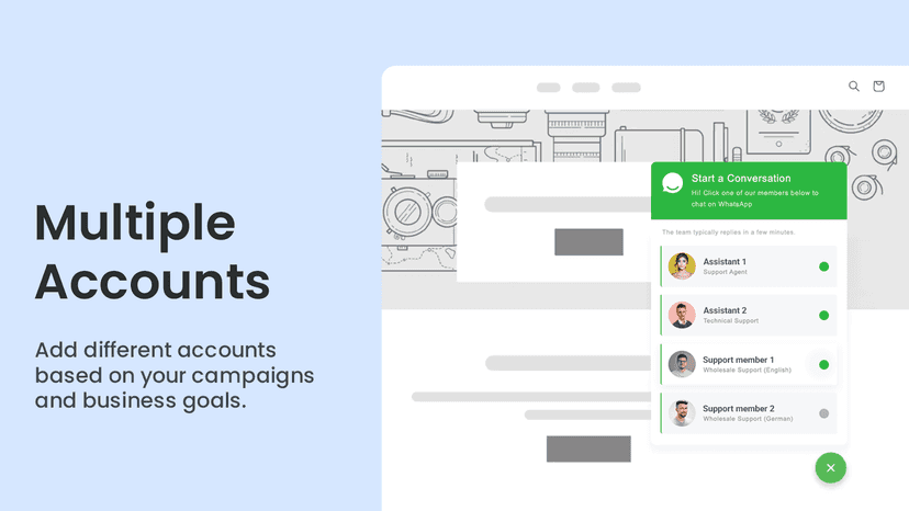 Add multiple social phone numbers to the floating widget