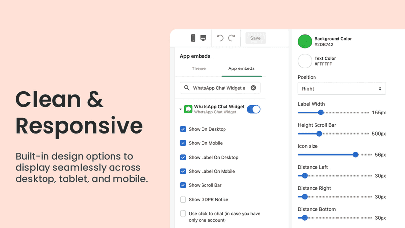 Design the Chat App Widget to fit best with your online store