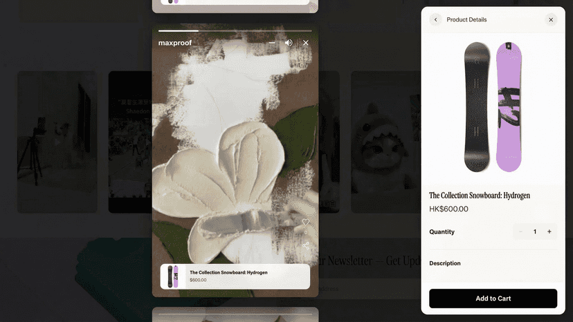 Tap video to open full-screen player with product purchase