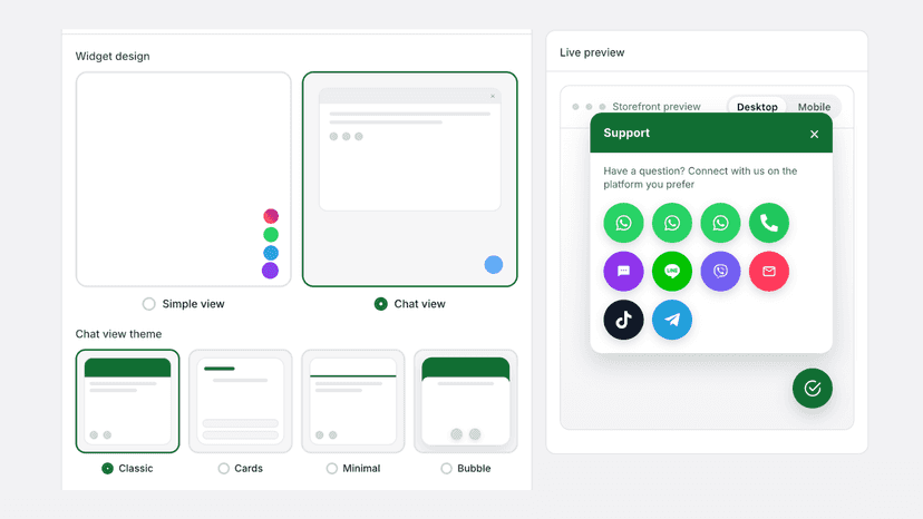 Customize WhatsApp and social chat buttons