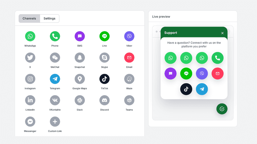 ChatDock multi-chat widget dashboard preview