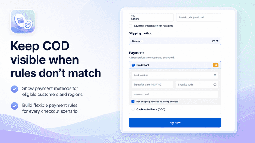 Cash on Delivery visible at checkout