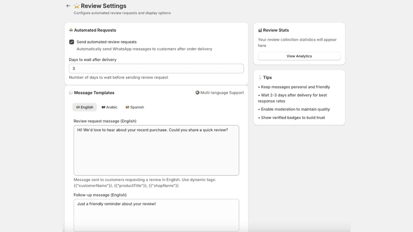 Review Settings and Automation Flow