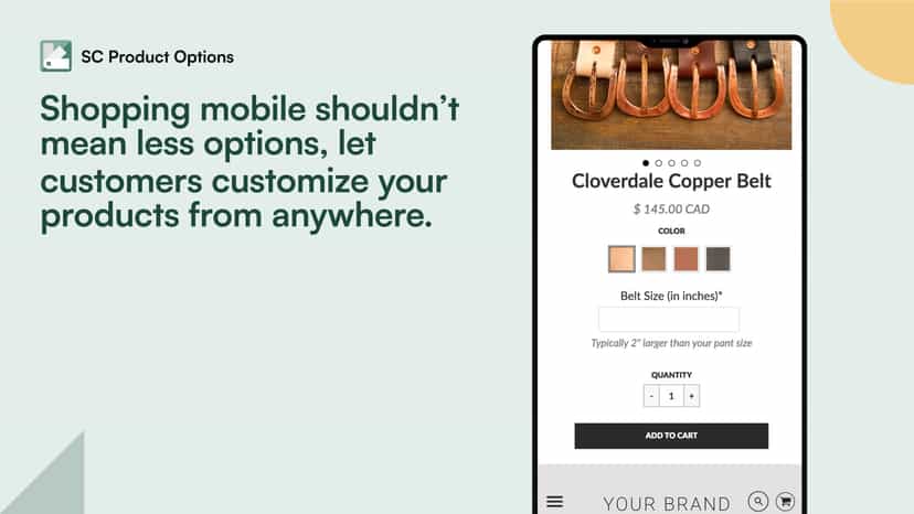 Earth and Hide mobile view of product options