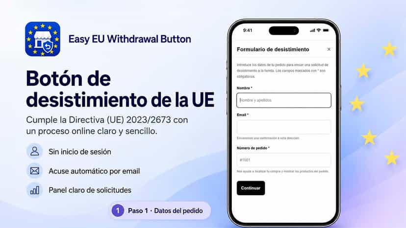 Imagen mostrando el formulario de desistimiento conforme a norma