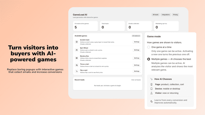 AI mini-game popup shown on an online store to engage visitors a