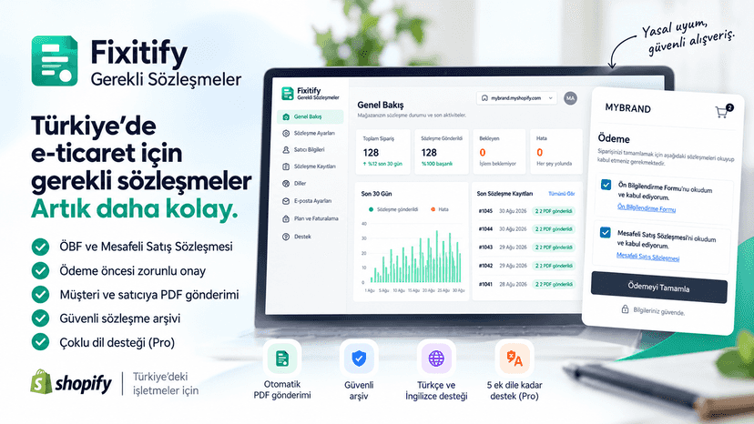 Shopify Mesafeli Satış Sözleşmesi Ekleme