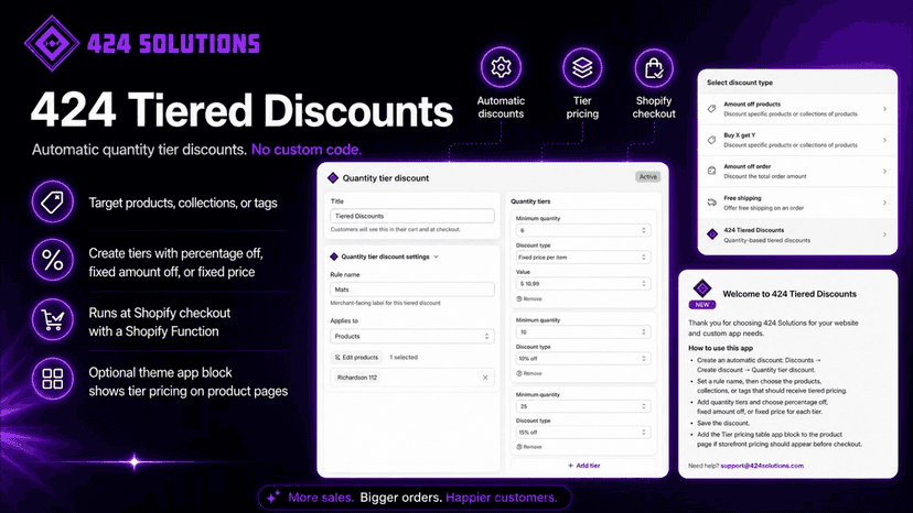 Tiered discount app info card