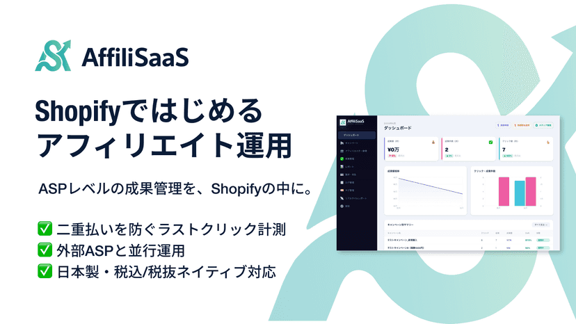Shopifyではじめるアフィリエイト運用 - ASPレベルの成果管理を、Shopifyの中に。